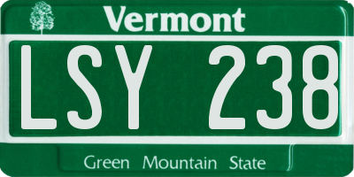 VT license plate LSY238