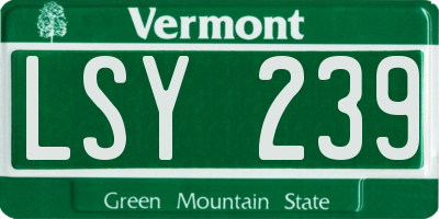 VT license plate LSY239