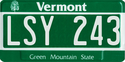 VT license plate LSY243