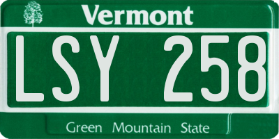 VT license plate LSY258