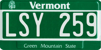 VT license plate LSY259
