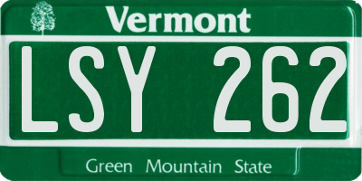 VT license plate LSY262