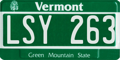 VT license plate LSY263