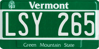 VT license plate LSY265