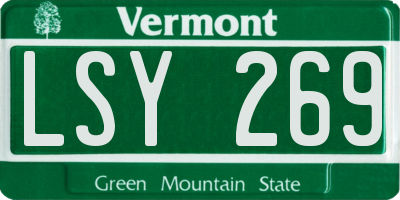 VT license plate LSY269