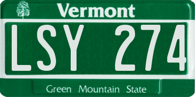VT license plate LSY274