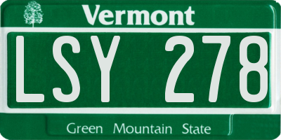 VT license plate LSY278