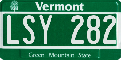 VT license plate LSY282