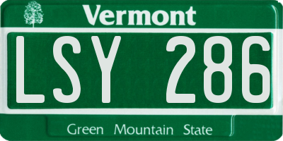 VT license plate LSY286