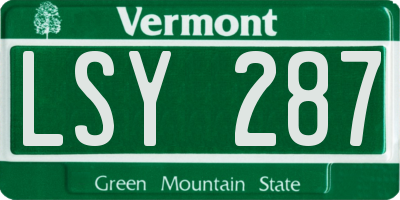 VT license plate LSY287