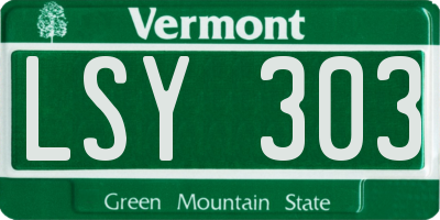 VT license plate LSY303