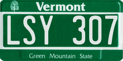 VT license plate LSY307