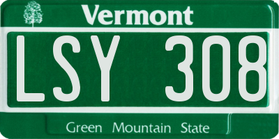 VT license plate LSY308