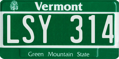 VT license plate LSY314