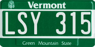 VT license plate LSY315