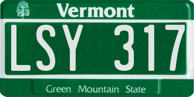 VT license plate LSY317