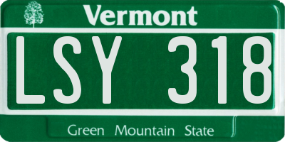 VT license plate LSY318