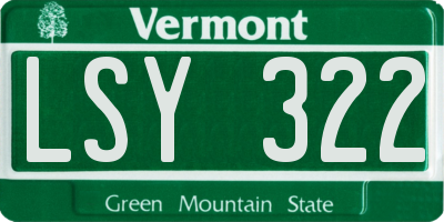 VT license plate LSY322
