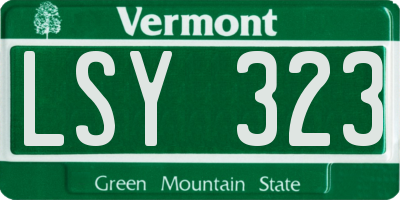 VT license plate LSY323
