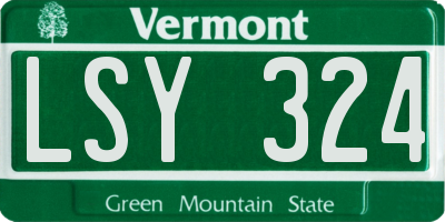 VT license plate LSY324