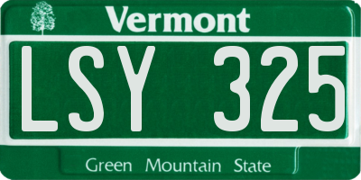 VT license plate LSY325