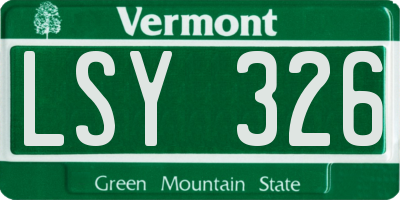 VT license plate LSY326