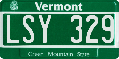 VT license plate LSY329