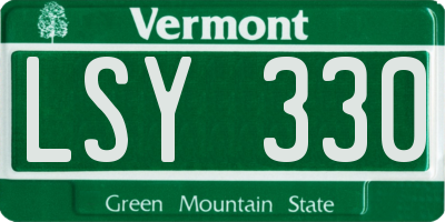 VT license plate LSY330