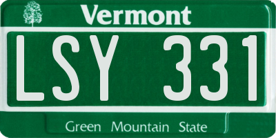 VT license plate LSY331