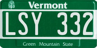 VT license plate LSY332