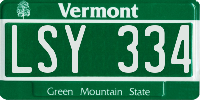 VT license plate LSY334
