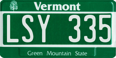 VT license plate LSY335