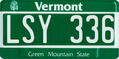 VT license plate LSY336