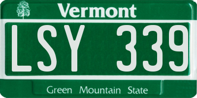 VT license plate LSY339