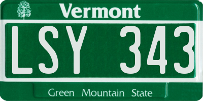 VT license plate LSY343