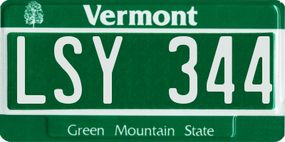 VT license plate LSY344