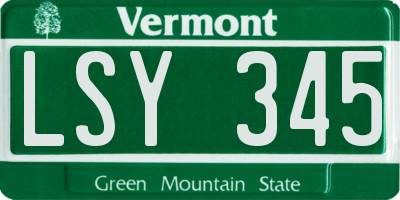 VT license plate LSY345