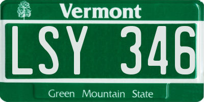 VT license plate LSY346
