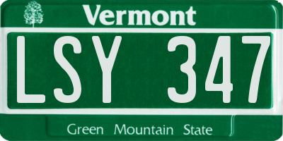 VT license plate LSY347