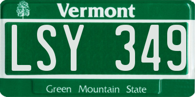 VT license plate LSY349