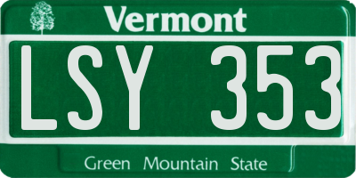 VT license plate LSY353
