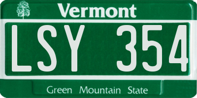 VT license plate LSY354