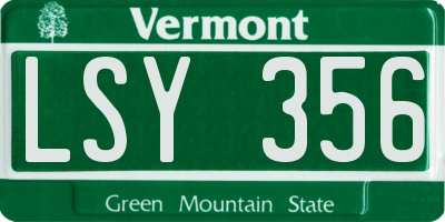 VT license plate LSY356