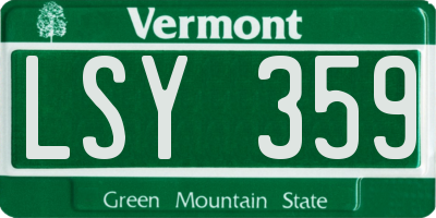 VT license plate LSY359