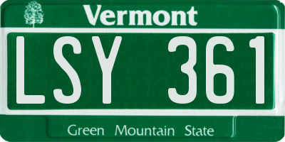 VT license plate LSY361
