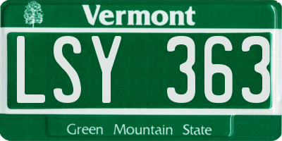 VT license plate LSY363