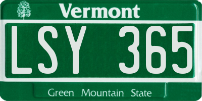 VT license plate LSY365
