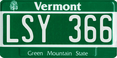 VT license plate LSY366