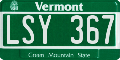 VT license plate LSY367