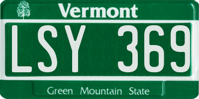 VT license plate LSY369
